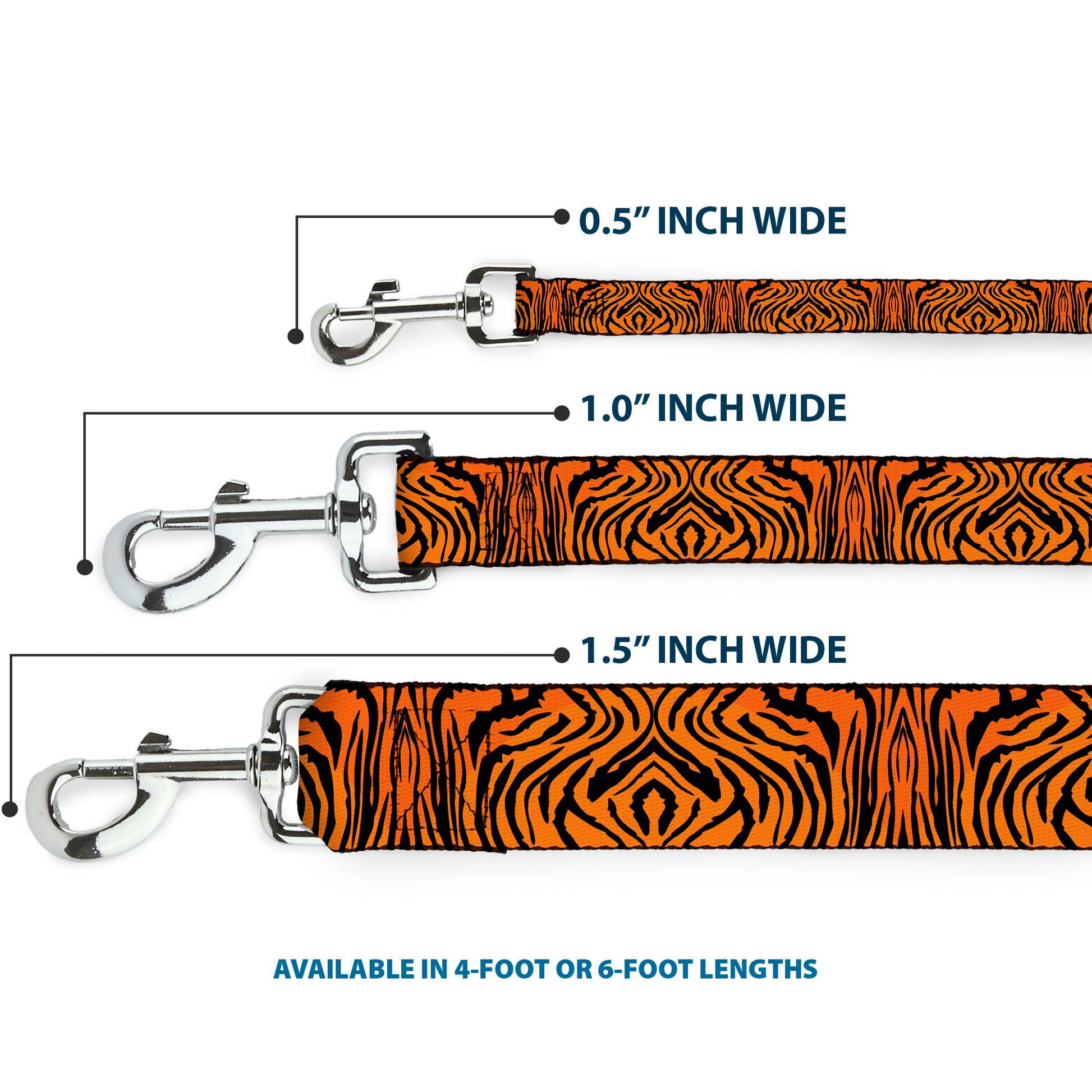 Dog Leash - Tiger2 Orange/Black Dog Leashes Buckle-Down