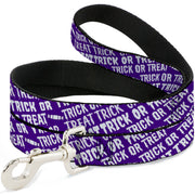 Dog Leash - TRICK OR TREAT Text Collage Purple/White Dog Leashes Buckle-Down