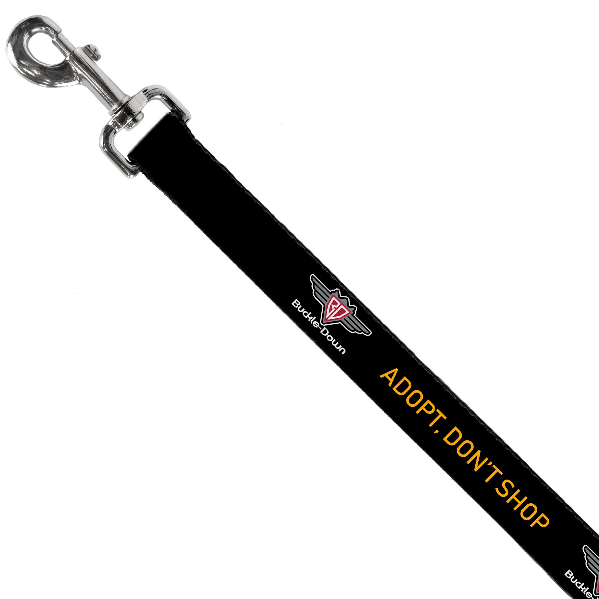 Dog Leash - Buckle-Down Logo ADOPT, DON'T SHOP Black/Yellow Dog Leashes Buckle-Down