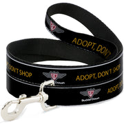 Dog Leash - Buckle-Down Logo ADOPT, DON'T SHOP Black/Yellow Dog Leashes Buckle-Down