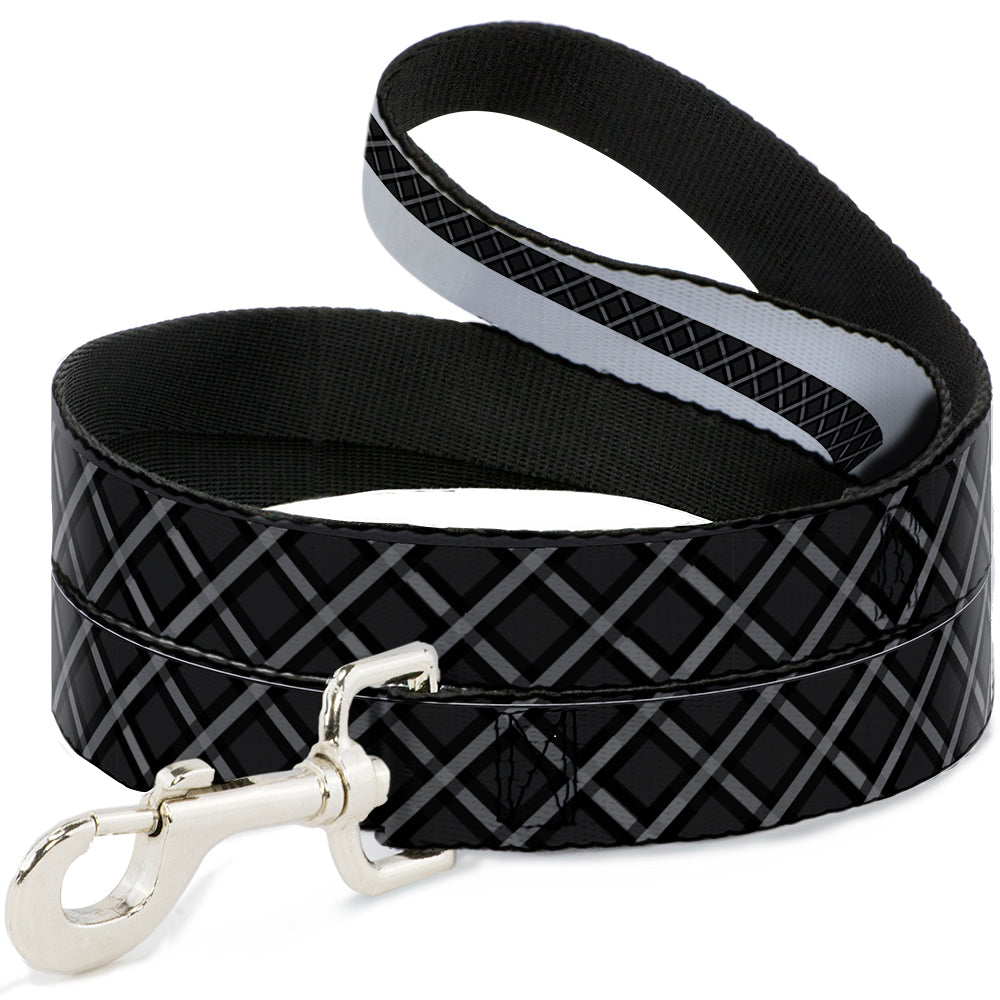 Dog Leash - Buffalo Plaid X Charcoal/Black/Gray Dog Leashes Buckle-Down
