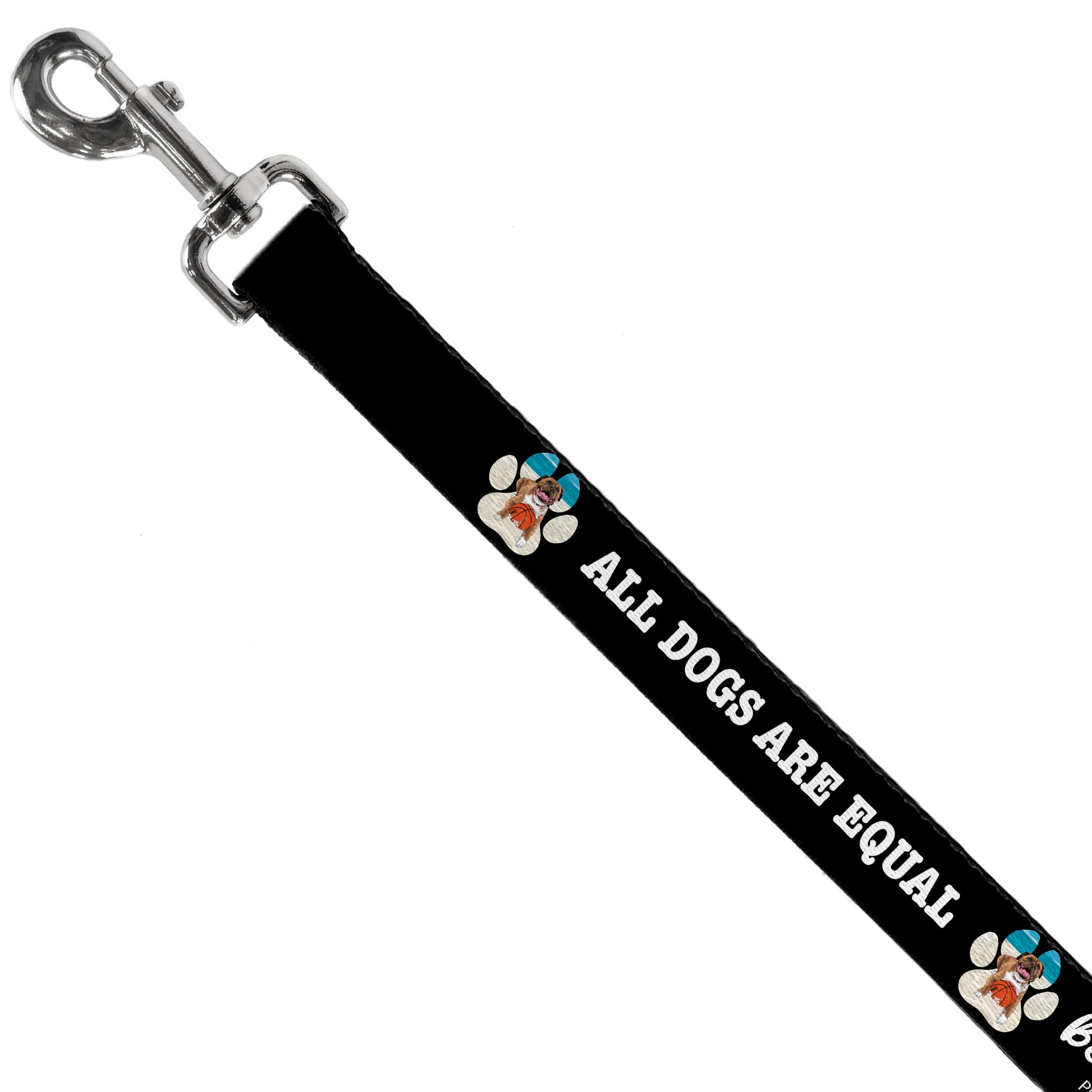 Dog Leash - BEACH DAWG CARE ALL DOGS ARE EQUAL Black/White Dog Leashes Buckle-Down