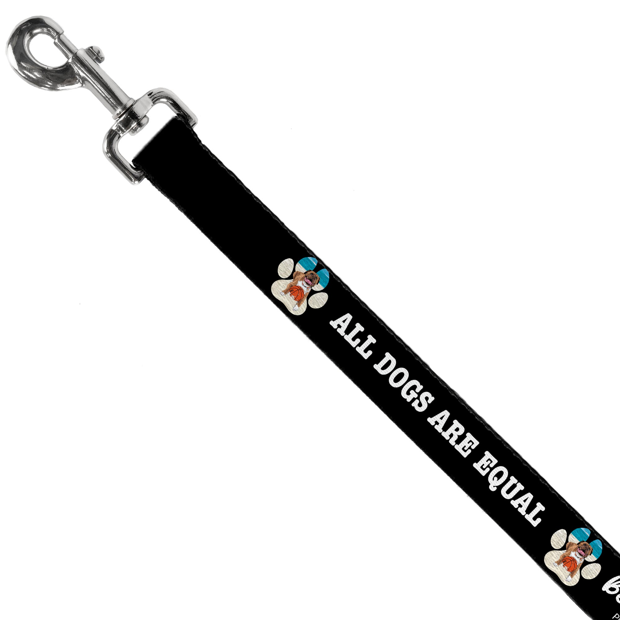 Dog Leash - BEACH DAWG CARE ALL DOGS ARE EQUAL Black/White Dog Leashes Buckle-Down