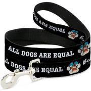 Dog Leash - BEACH DAWG CARE ALL DOGS ARE EQUAL Black/White Dog Leashes Buckle-Down