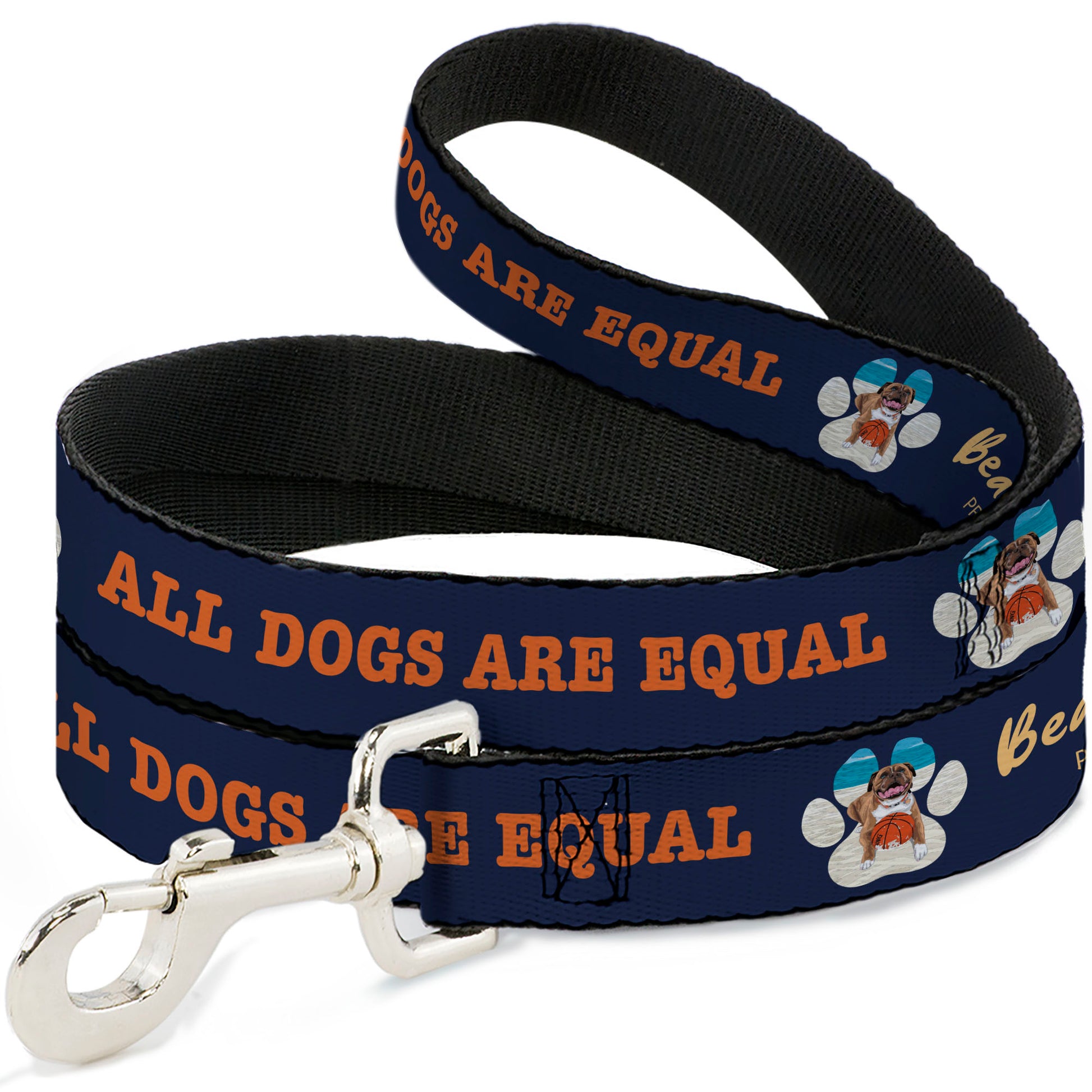 Dog Leash - BEACH DAWG CARE ALL DOGS ARE EQUAL Navy/Oange Dog Leashes Buckle-Down