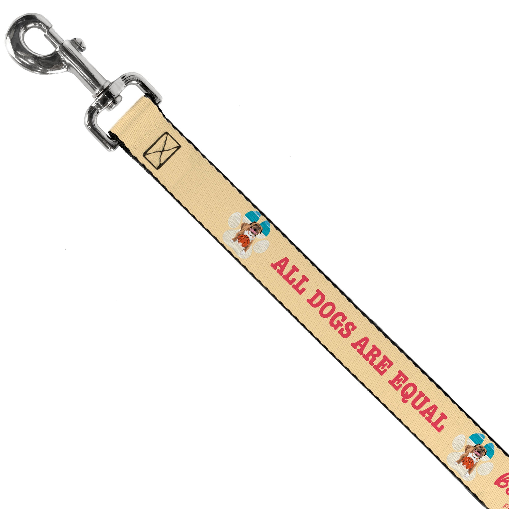 Dog Leash - BEACH DAWG CARE ALL DOGS ARE EQUAL Cream/Pink Dog Leashes Buckle-Down