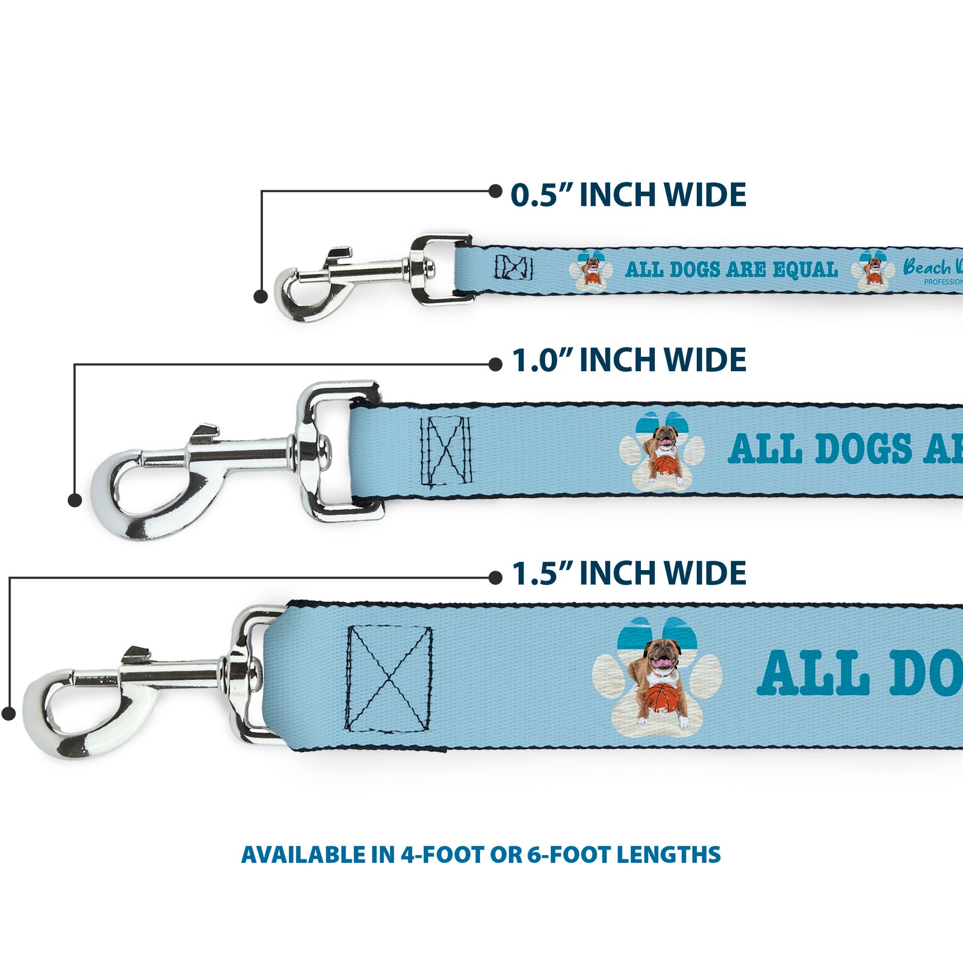 Dog Leash - BEACH DAWG CARE ALL DOGS ARE EQUAL Blues Dog Leashes Buckle-Down