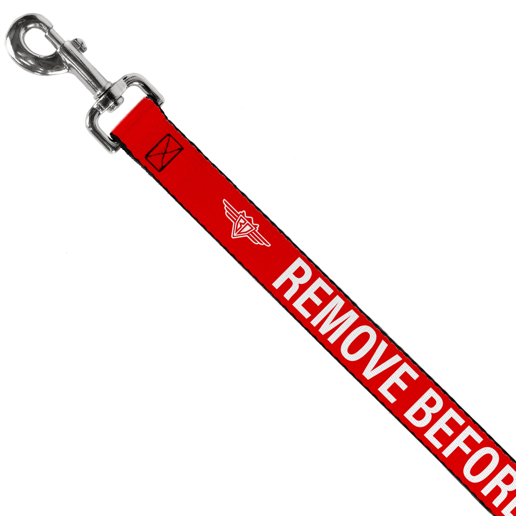 Dog Leash - Buckle-Down REMOVE BEFORE FLIGHT Red/White Dog Leashes Buckle-Down