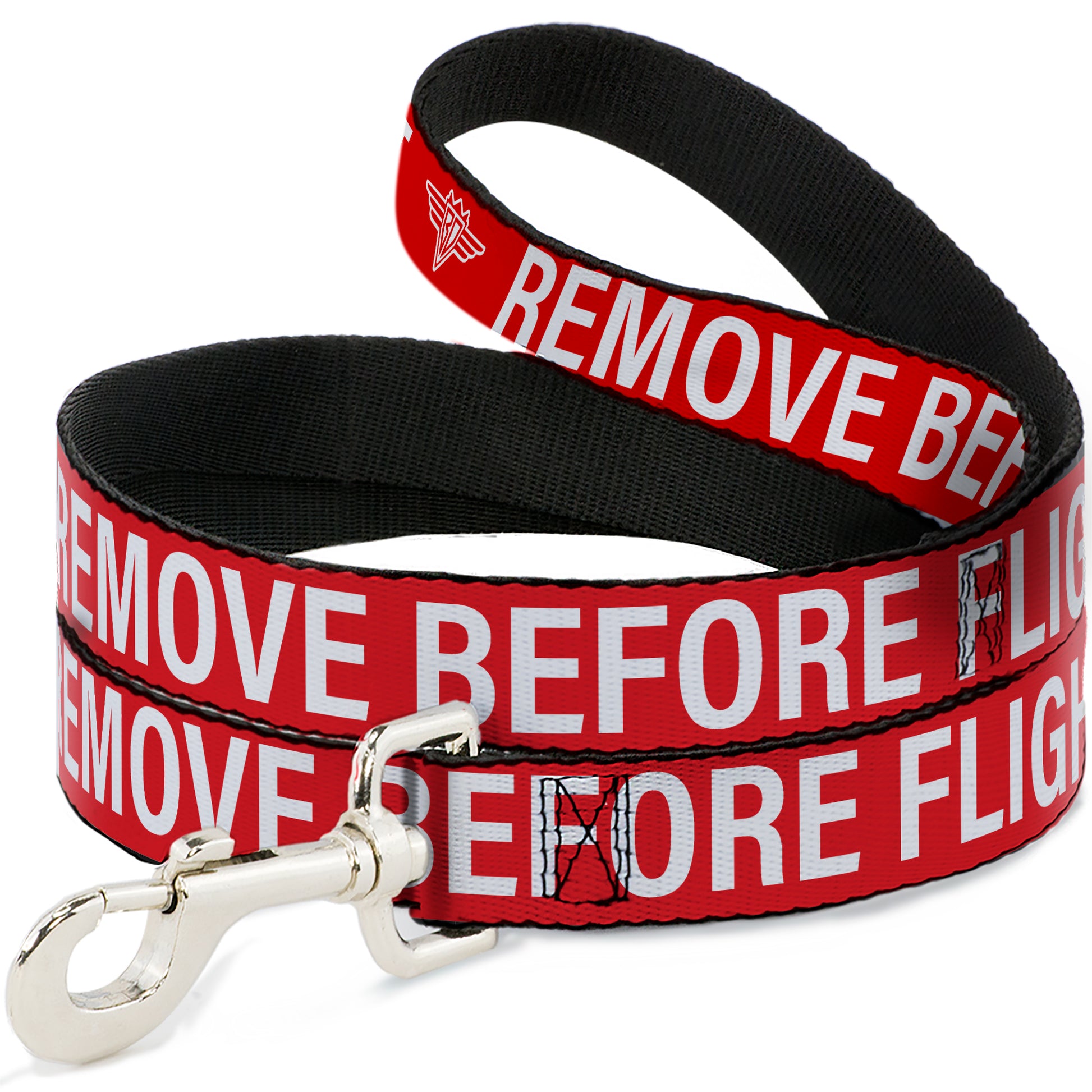 Dog Leash - Buckle-Down REMOVE BEFORE FLIGHT Red/White Dog Leashes Buckle-Down