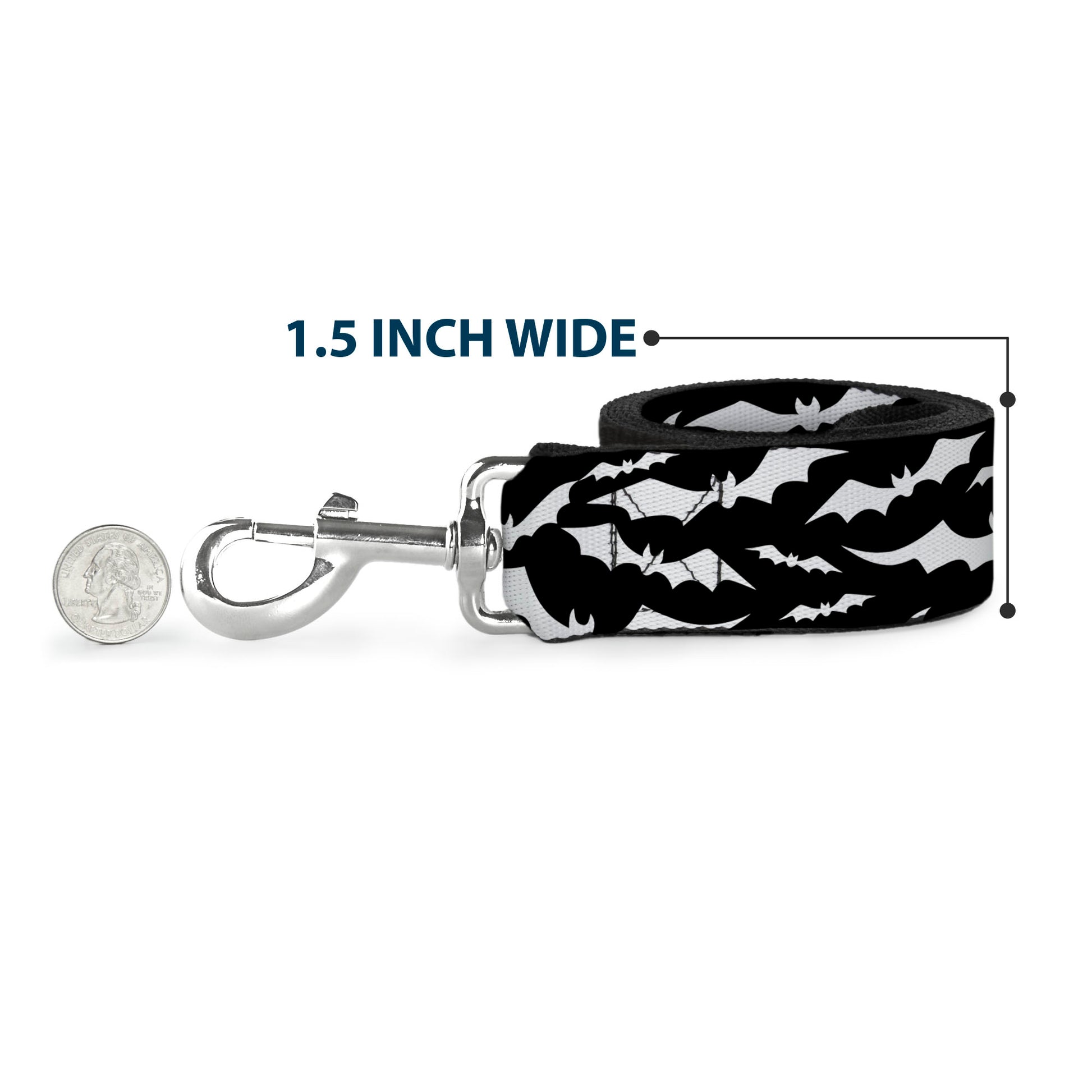 Dog Leash - Bats Flying Scattered Black/White Dog Leashes Buckle-Down