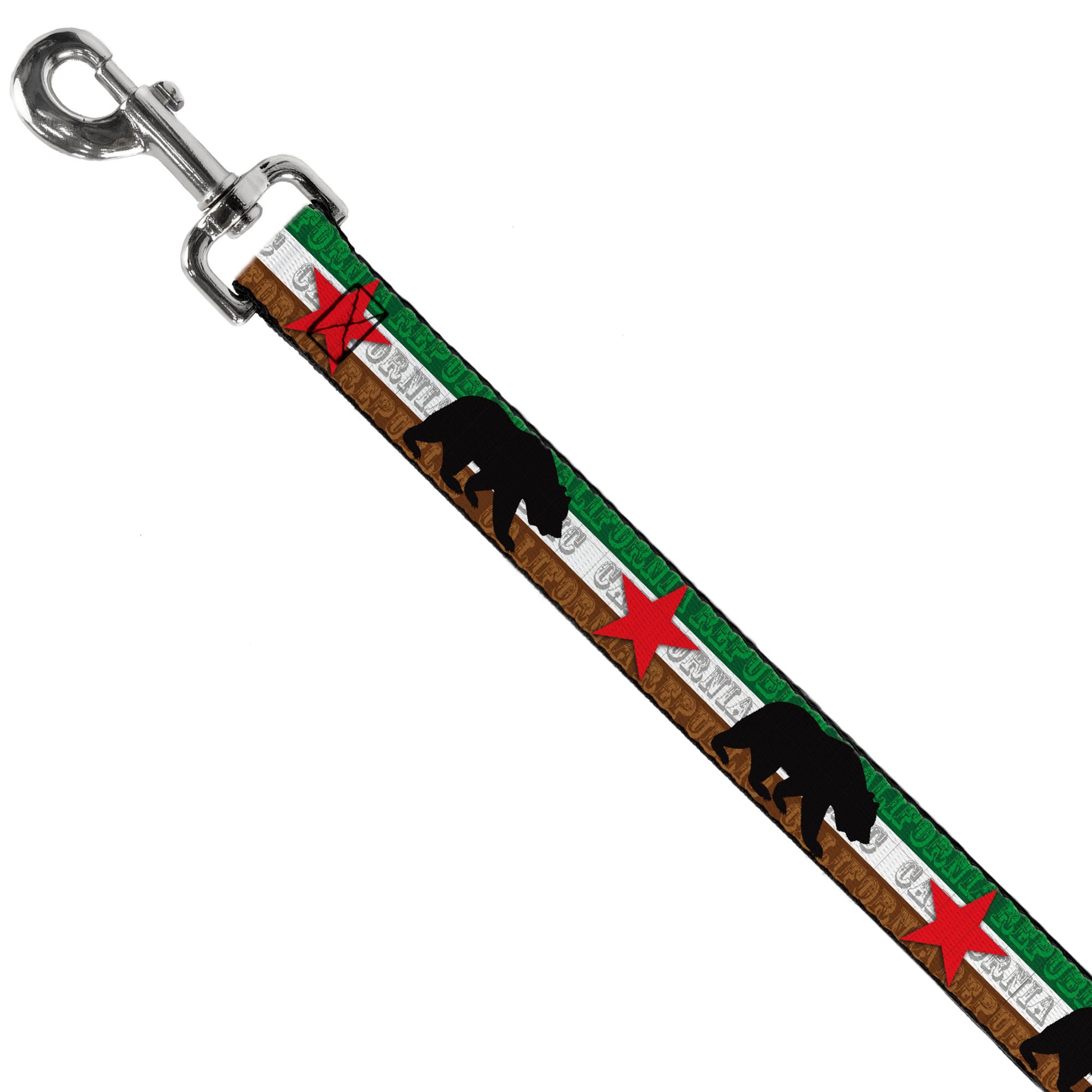 Dog Leash - Cali Bear Silhouette & Star/CALIFORNIA REPUBLIC Green/White/Brown/Black/Red Dog Leashes Buckle-Down