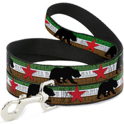 Dog Leash - Cali Bear Silhouette & Star/CALIFORNIA REPUBLIC Green/White/Brown/Black/Red Dog Leashes Buckle-Down