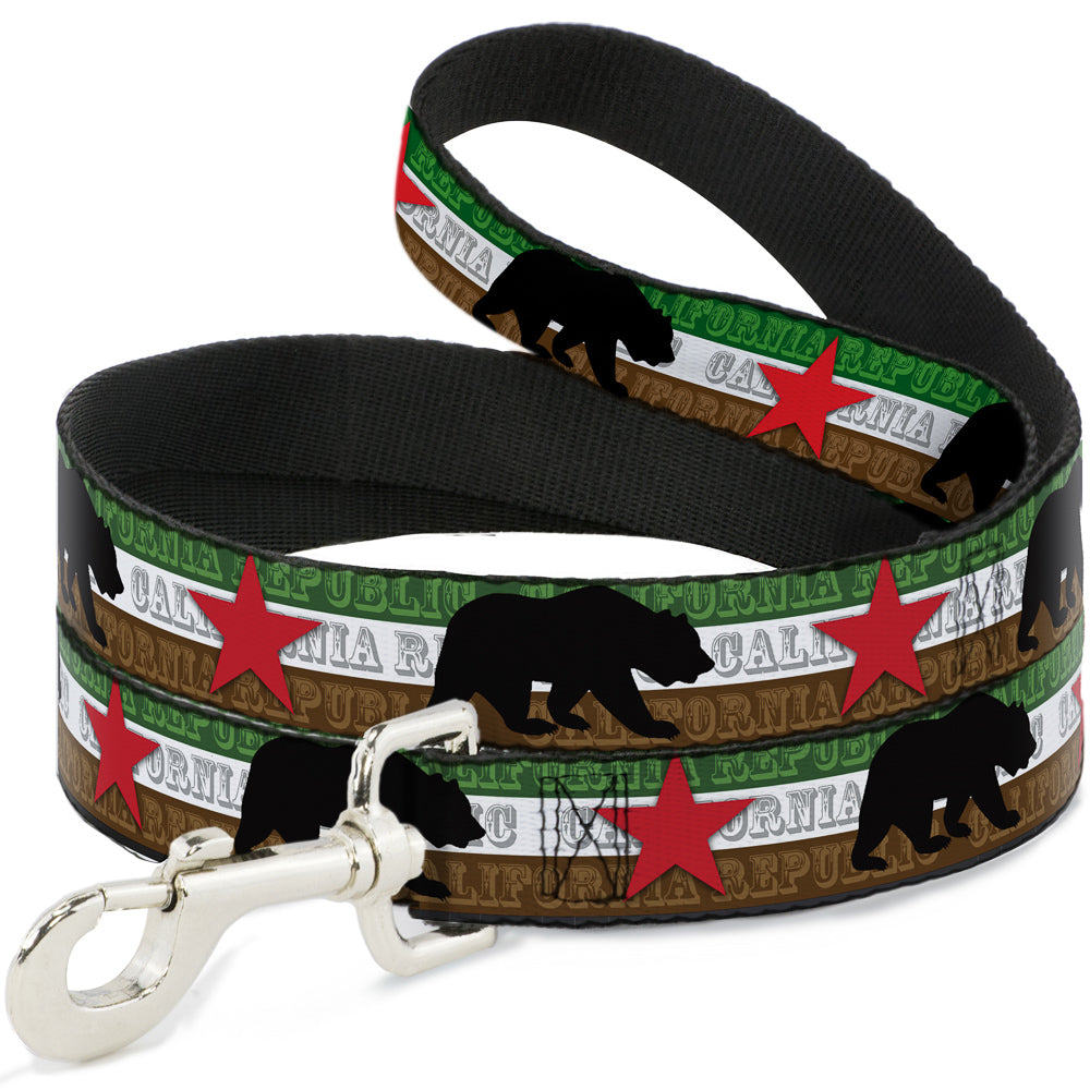 Dog Leash - Cali Bear Silhouette & Star/CALIFORNIA REPUBLIC Green/White/Brown/Black/Red Dog Leashes Buckle-Down