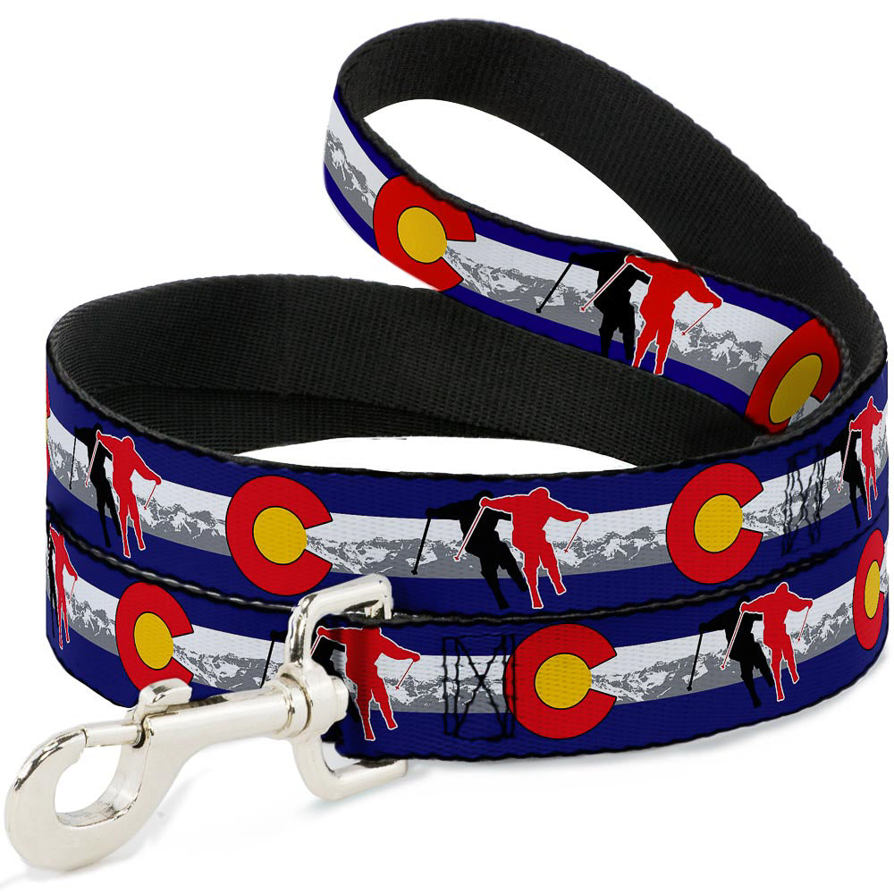 Dog Leash - Colorado Skier1 Red/Mountains Dog Leashes Buckle-Down