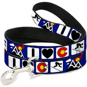 Dog Leash - I HEART COLORADO SKIING Logos/Mountain Dog Leashes Buckle-Down