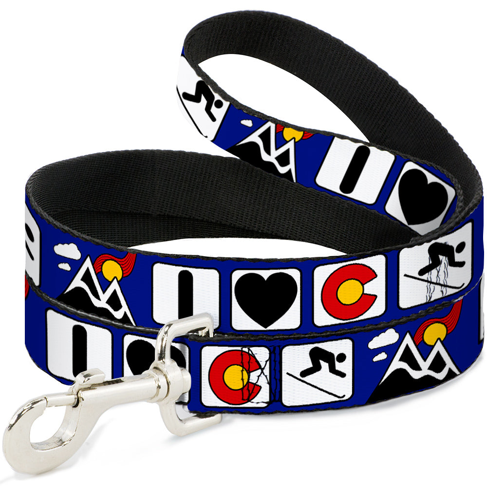 Dog Leash - I HEART COLORADO SKIING Logos/Mountain Dog Leashes Buckle-Down