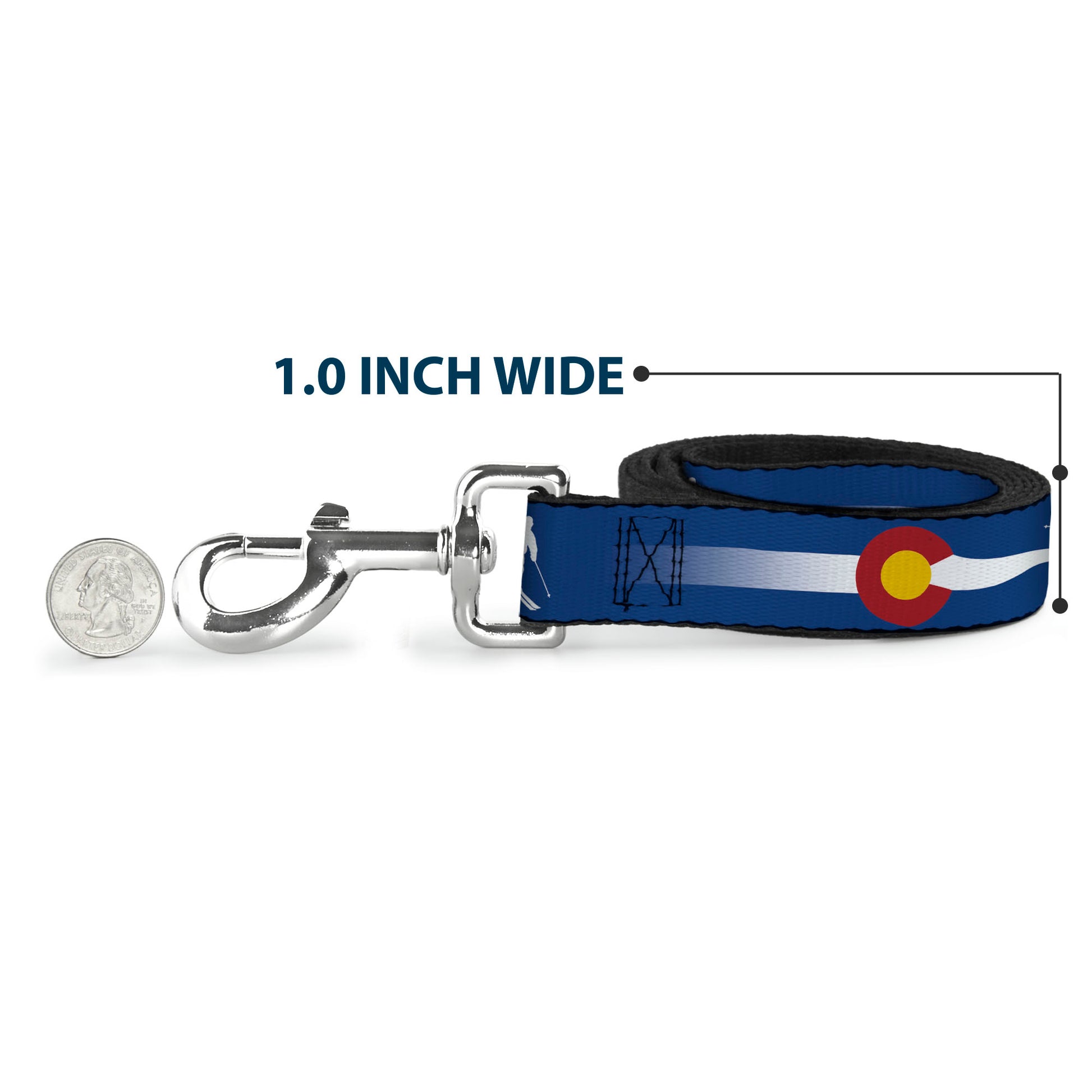 Dog Leash - Colorado Skier2 Blue/White/Red/Yellow Dog Leashes Buckle-Down