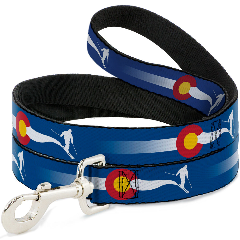 Dog Leash - Colorado Skier2 Blue/White/Red/Yellow Dog Leashes Buckle-Down