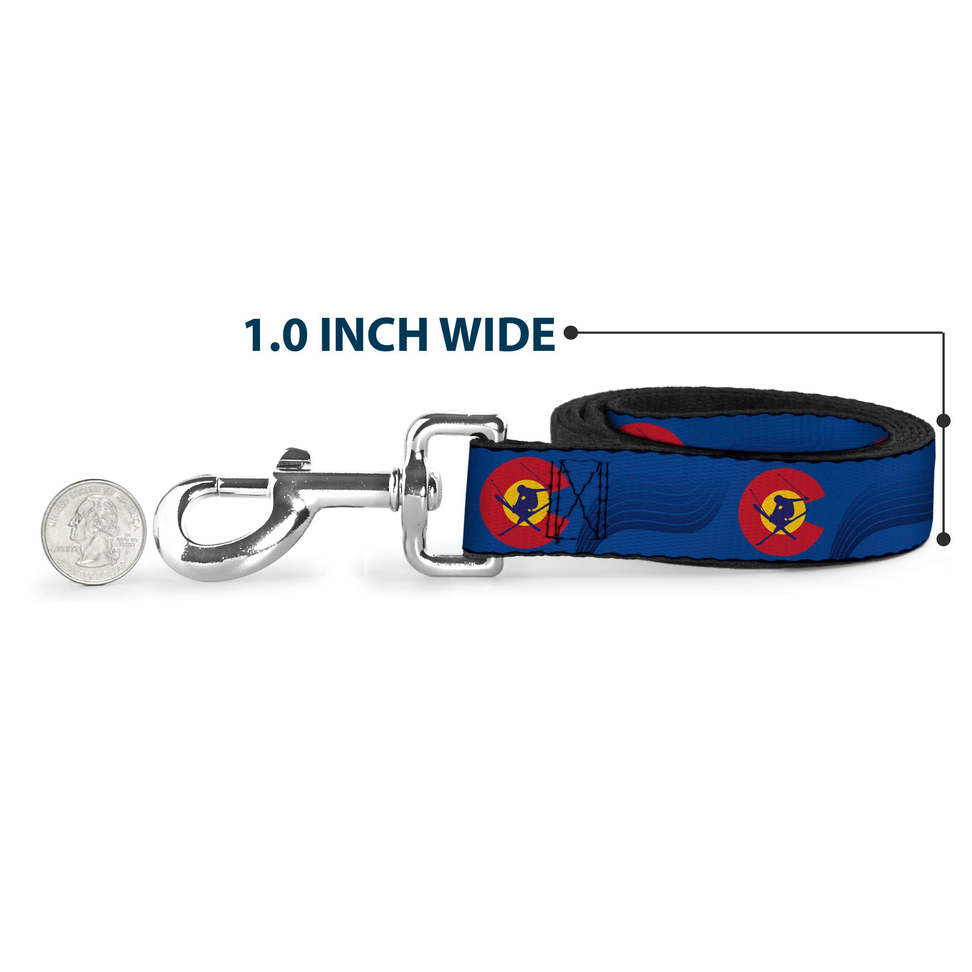 Dog Leash - Colorado Skier3 Blues/Red/Yellow Dog Leashes Buckle-Down