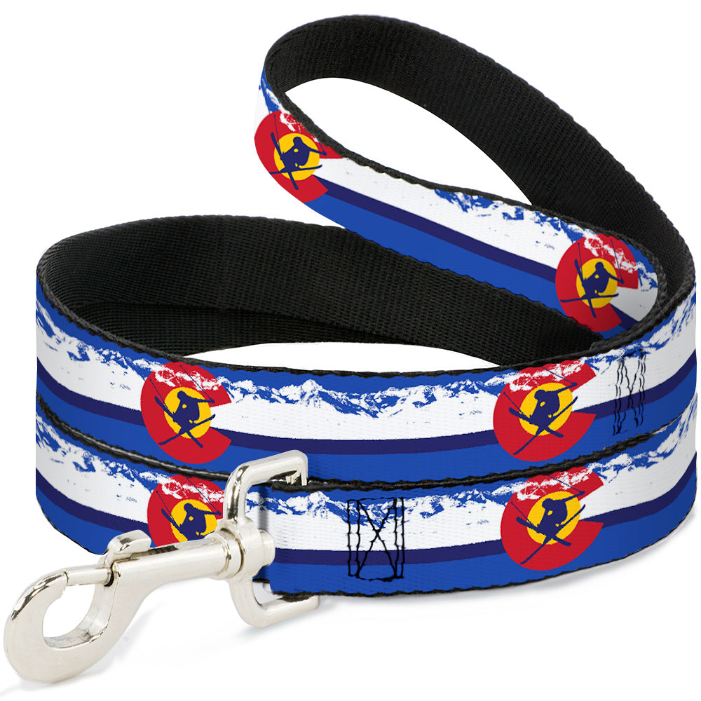 Dog Leash - Colorado Skier4/Mountains Blues/White/Red/Yellow Dog Leashes Buckle-Down