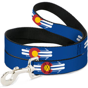 Dog Leash - Colorado Logo/Skis Blue/White/Red/Yellow Dog Leashes Buckle-Down