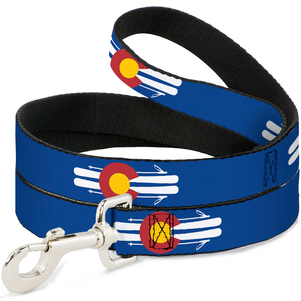 Dog Leash - Colorado Logo/Skis Blue/White/Red/Yellow Dog Leashes Buckle-Down