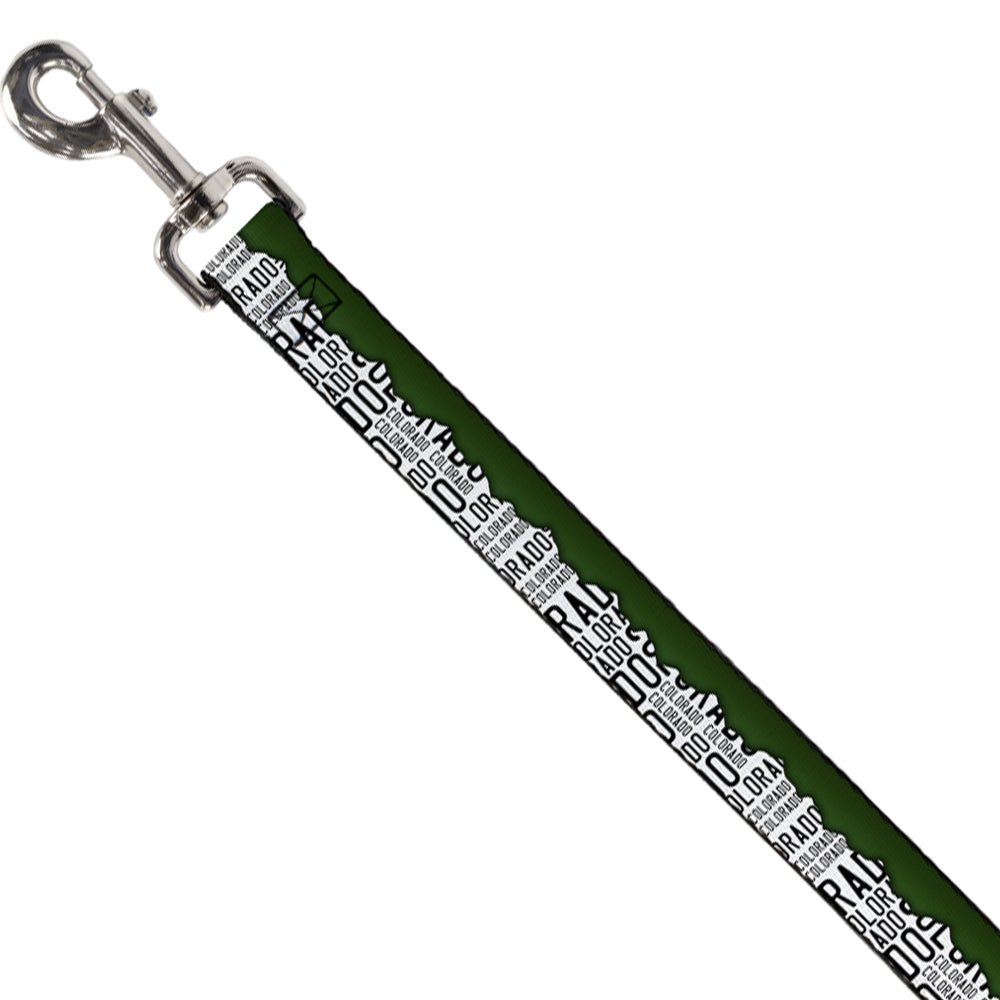 Dog Leash - Colorado Mountains Green/White/Black Text Dog Leashes Buckle-Down
