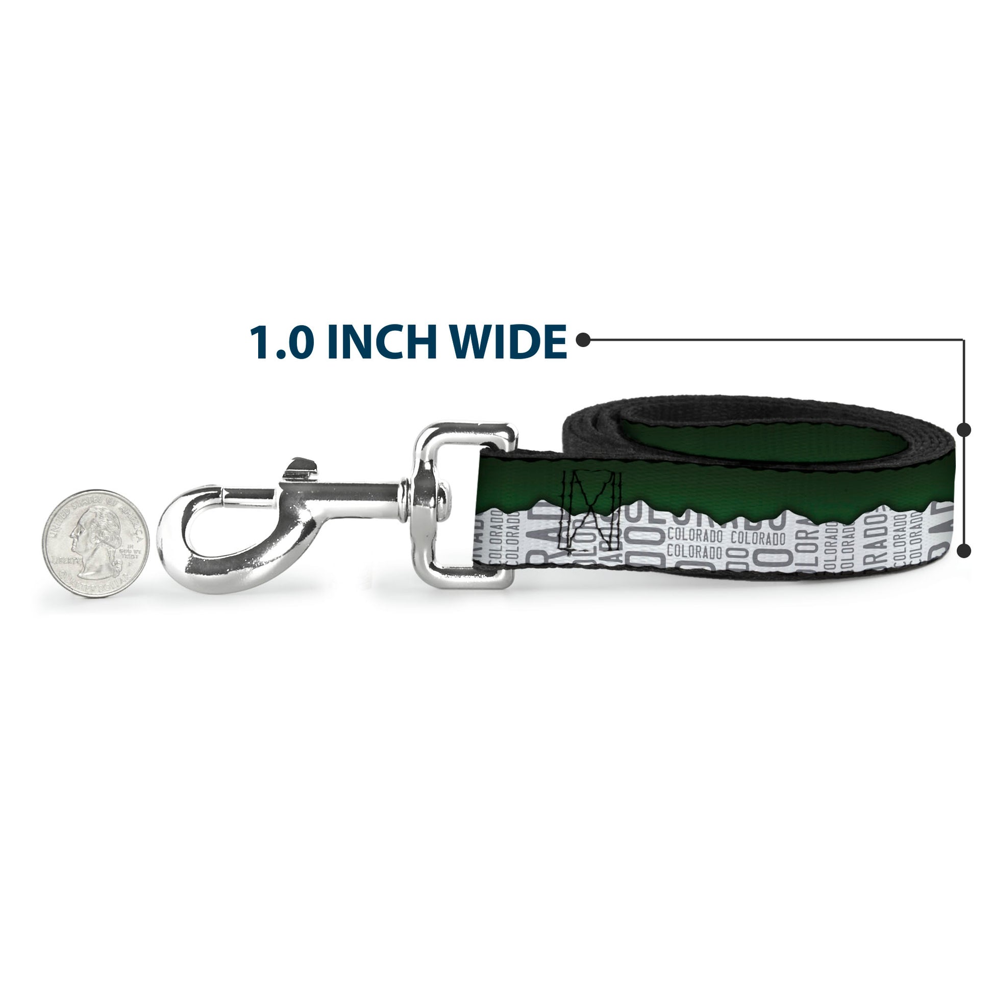 Dog Leash - Colorado Mountains Green/White/Gray Text Dog Leashes Buckle-Down