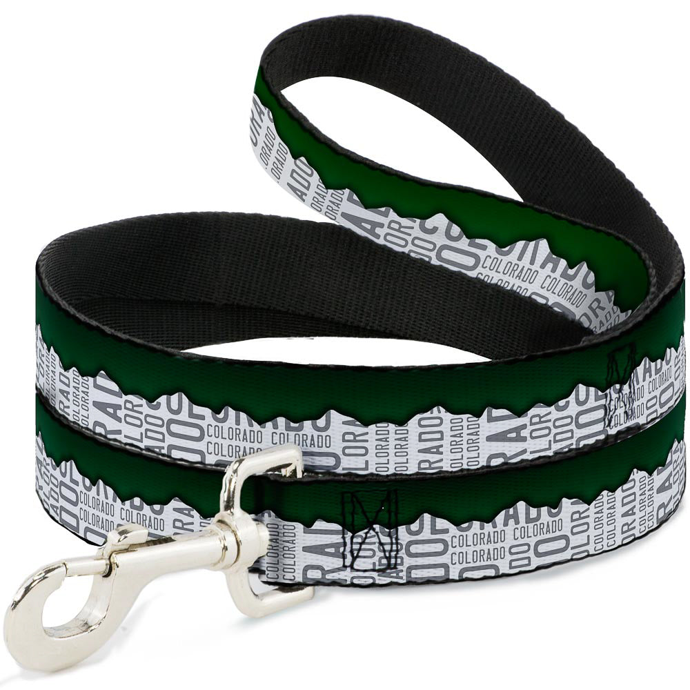 Dog Leash - Colorado Mountains Green/White/Gray Text Dog Leashes Buckle-Down