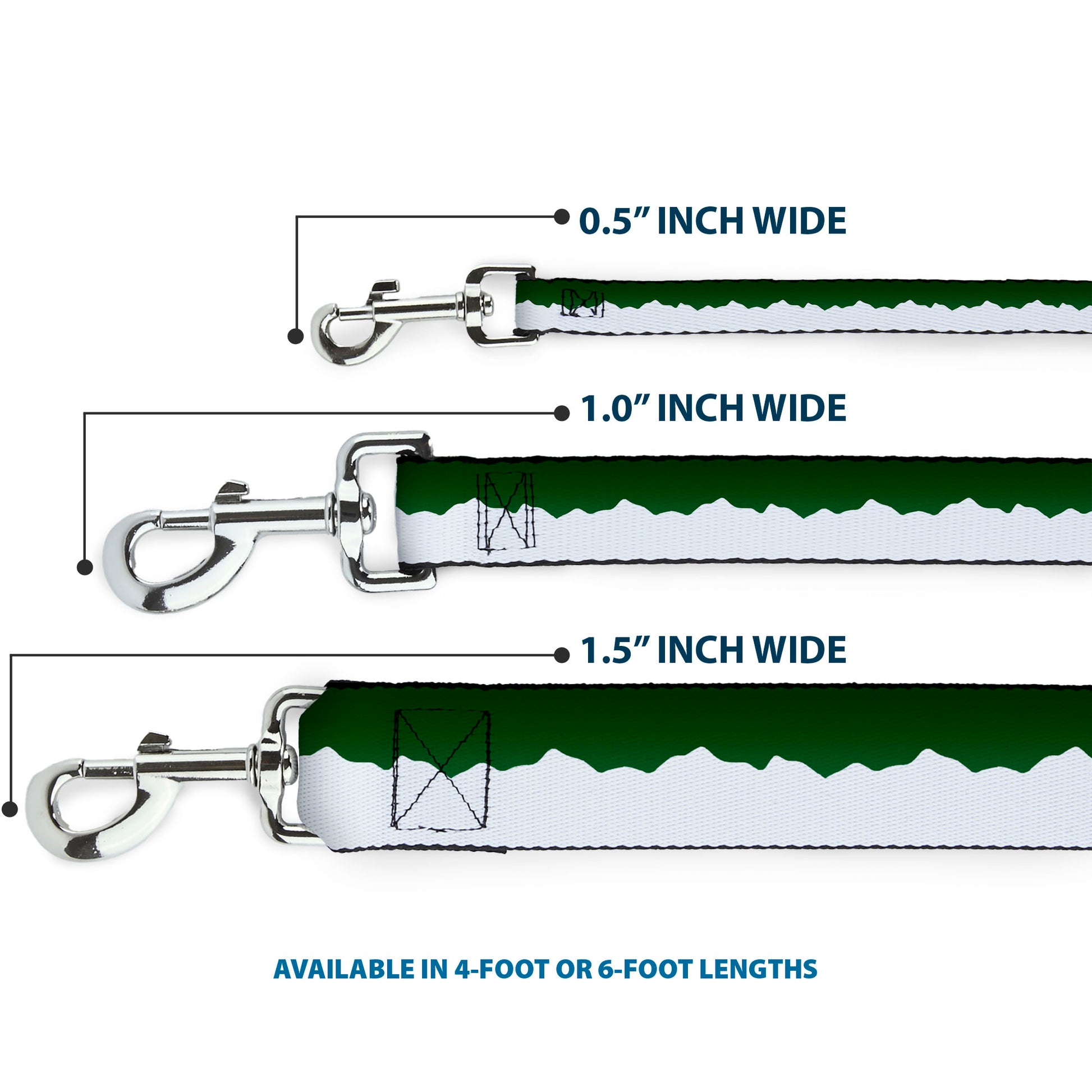 Dog Leash - Colorado Solid Mountains Green/White Dog Leashes Buckle-Down