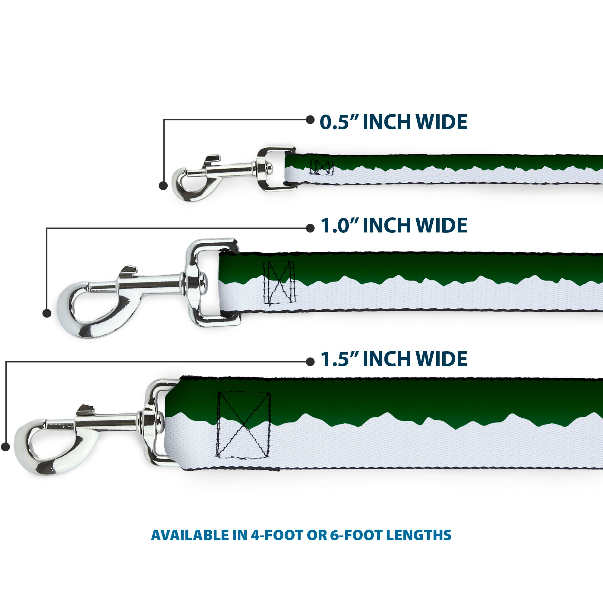 Dog Leash - Colorado Solid Mountains Green/White Dog Leashes Buckle-Down