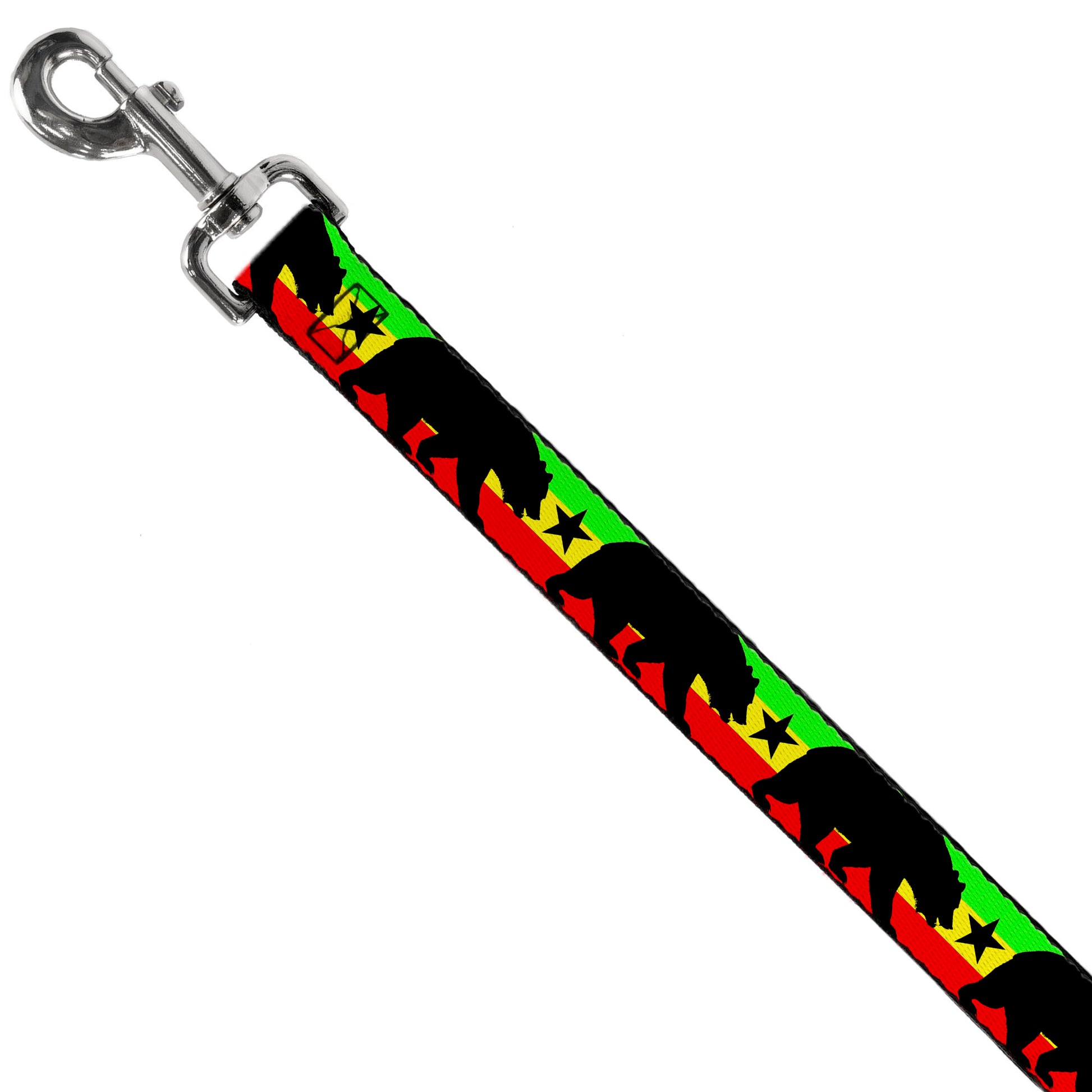Dog Leash - Cali Bear/Star Silhouette Rasta/Black Dog Leashes Buckle-Down