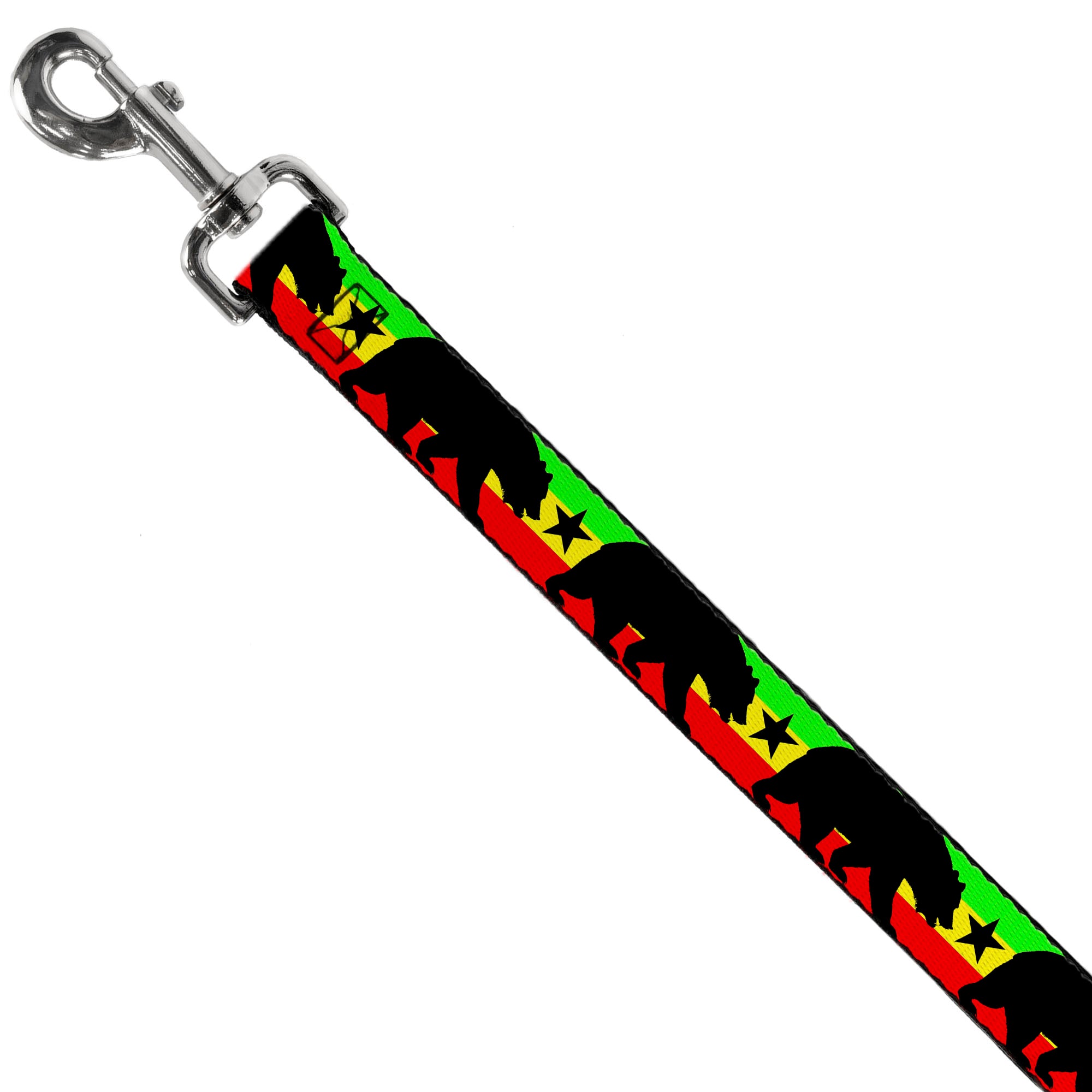 Dog Leash - Cali Bear/Star Silhouette Rasta/Black Dog Leashes Buckle-Down