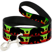 Dog Leash - Cali Bear/Star Silhouette Rasta/Black Dog Leashes Buckle-Down