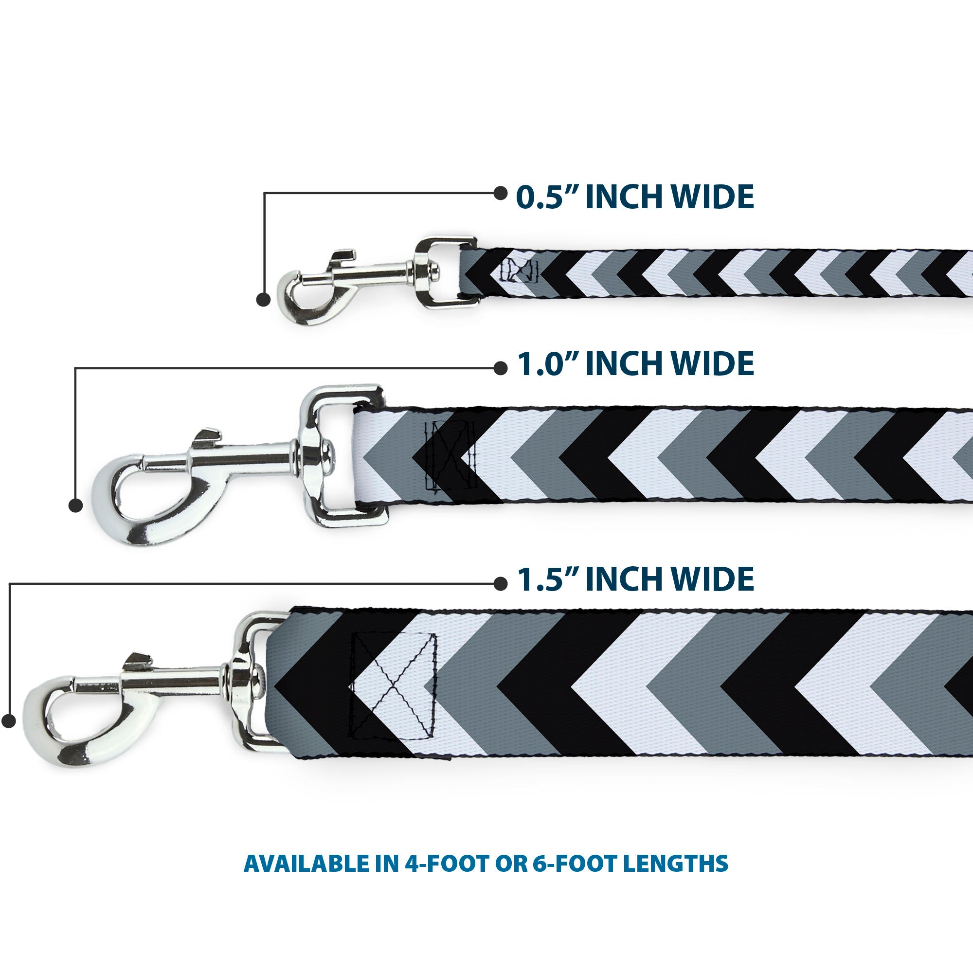 Dog Leash - Chevron White/Gray/Black Dog Leashes Buckle-Down