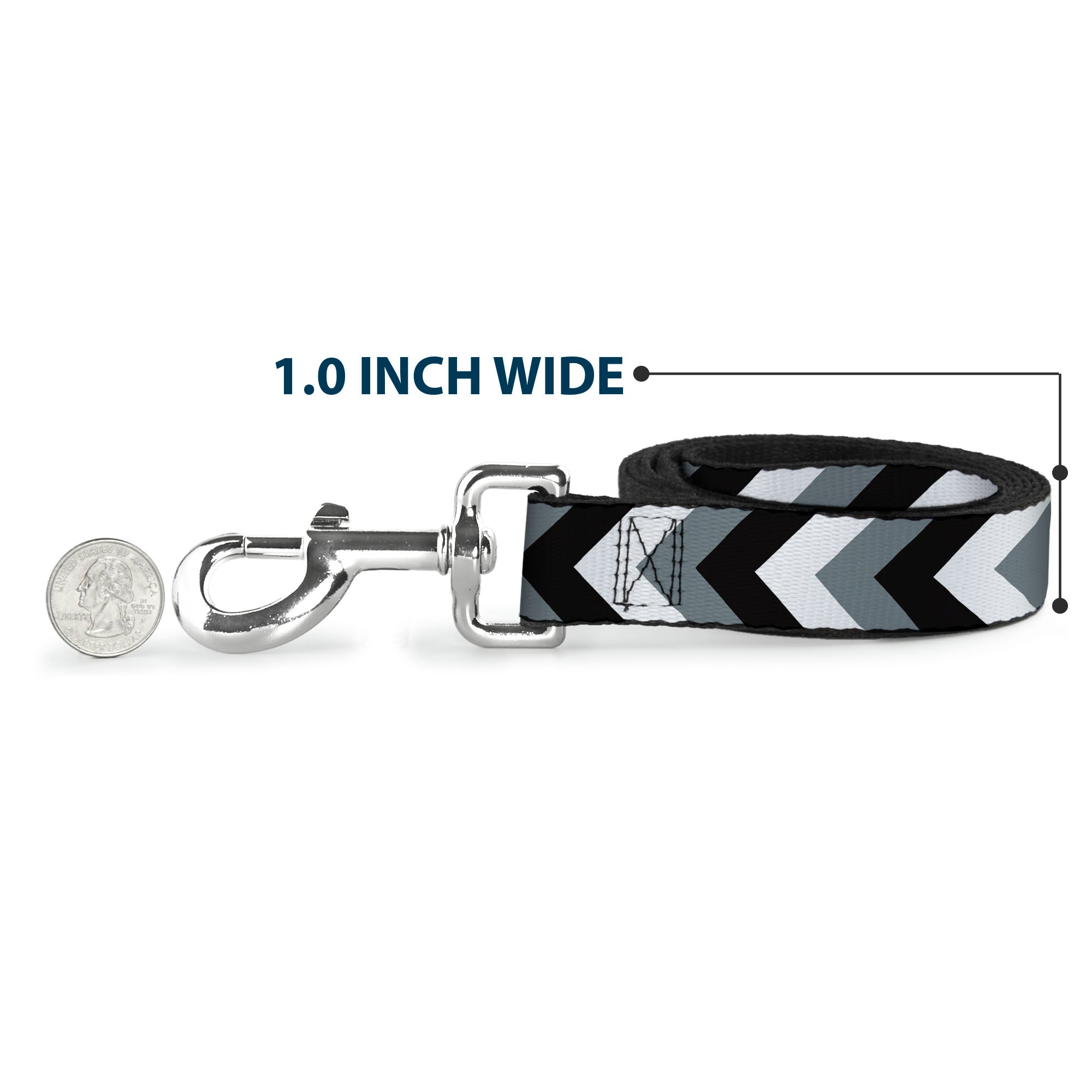 Dog Leash - Chevron White/Gray/Black Dog Leashes Buckle-Down