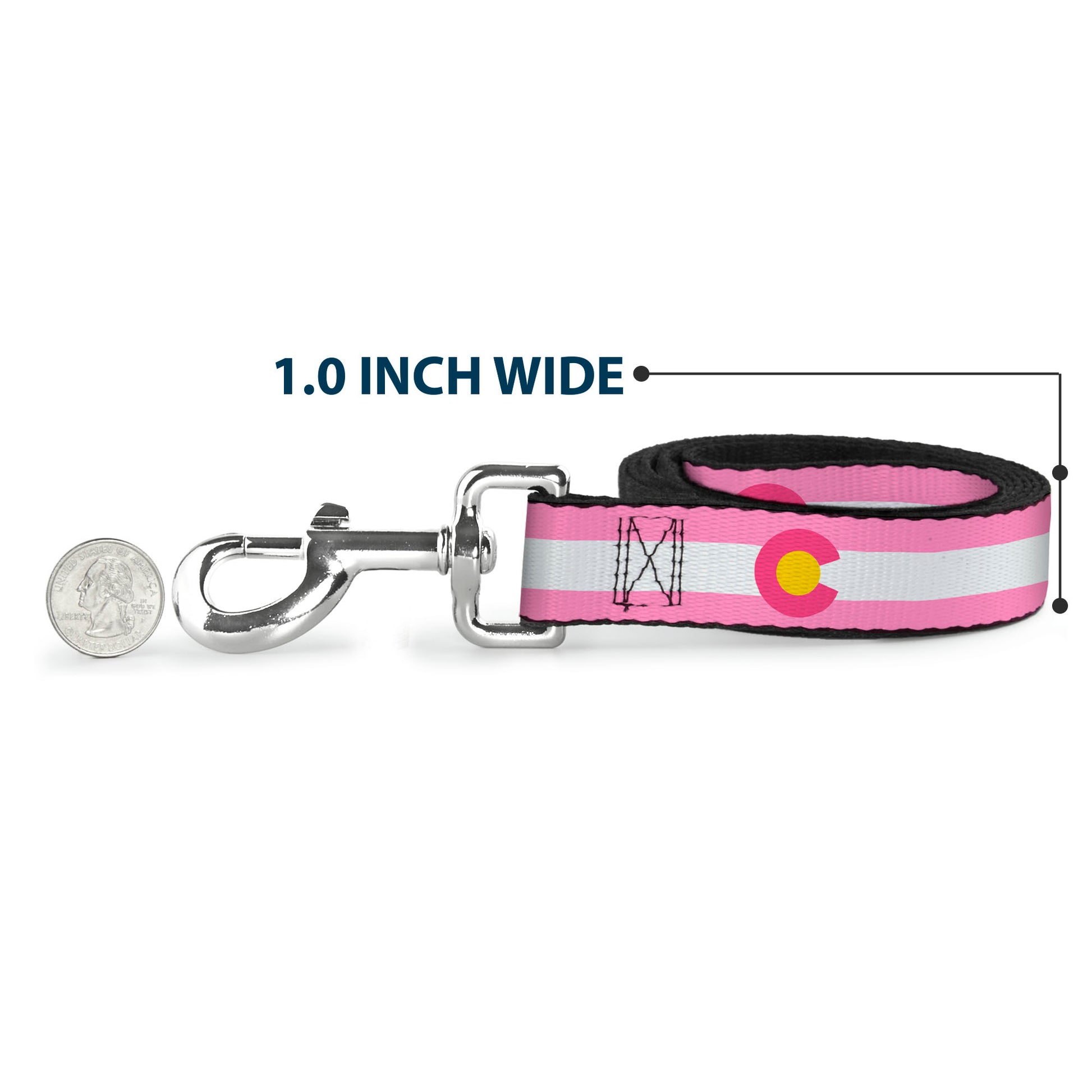 Dog Leash - Colorado Flags5 Repeat Light Pink/White/Pink/Yellow Dog Leashes Buckle-Down