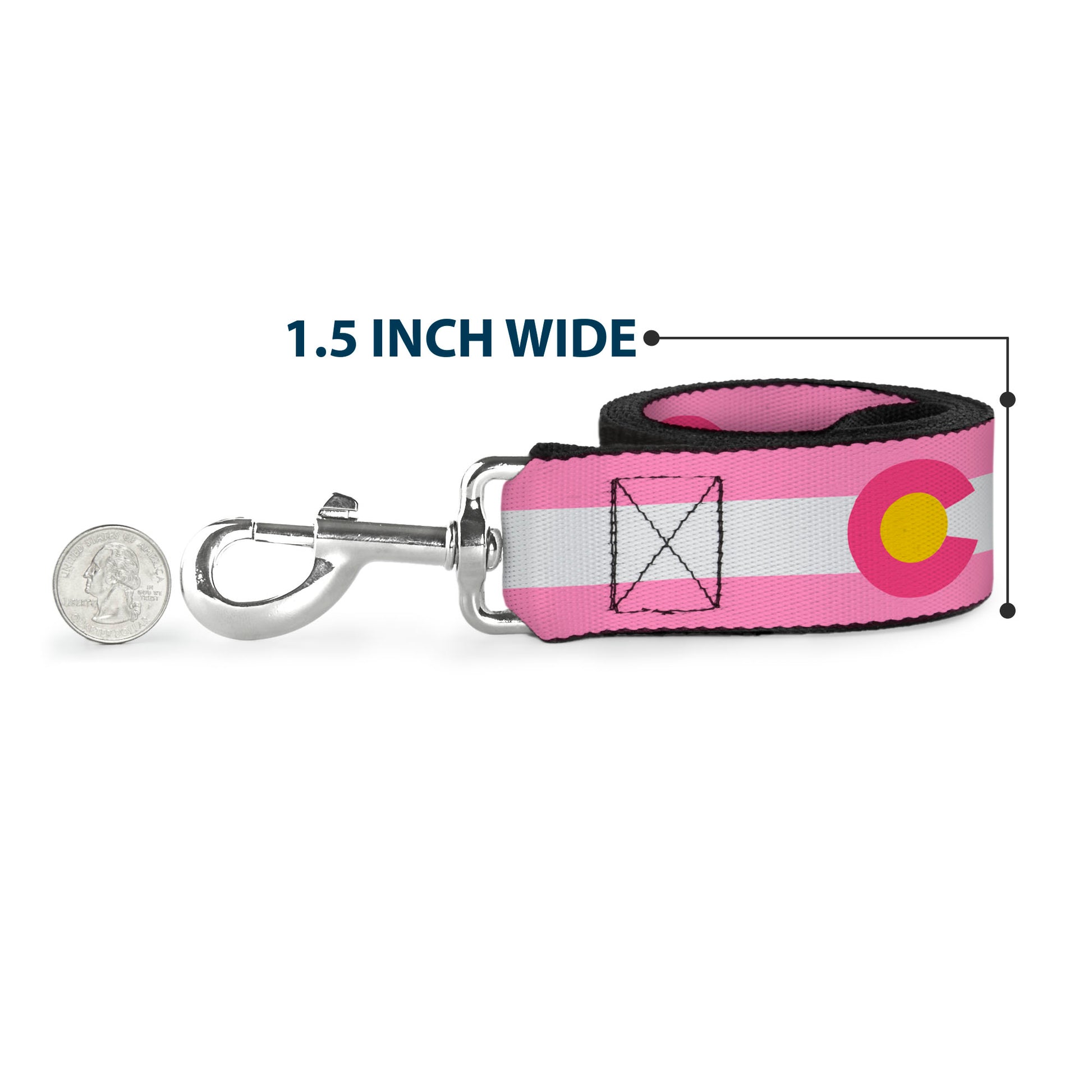 Dog Leash - Colorado Flags5 Repeat Light Pink/White/Pink/Yellow Dog Leashes Buckle-Down