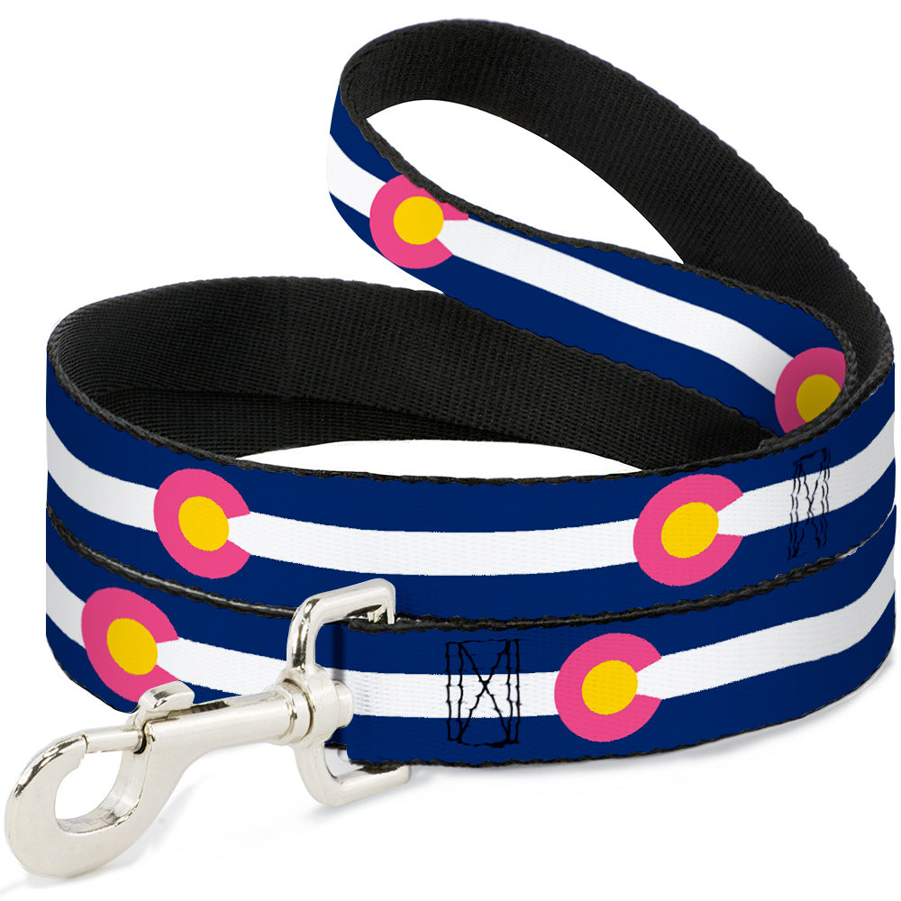 Dog Leash - Colorado Flags6 Repeat Blue/White/Pink/Yellow Dog Leashes Buckle-Down