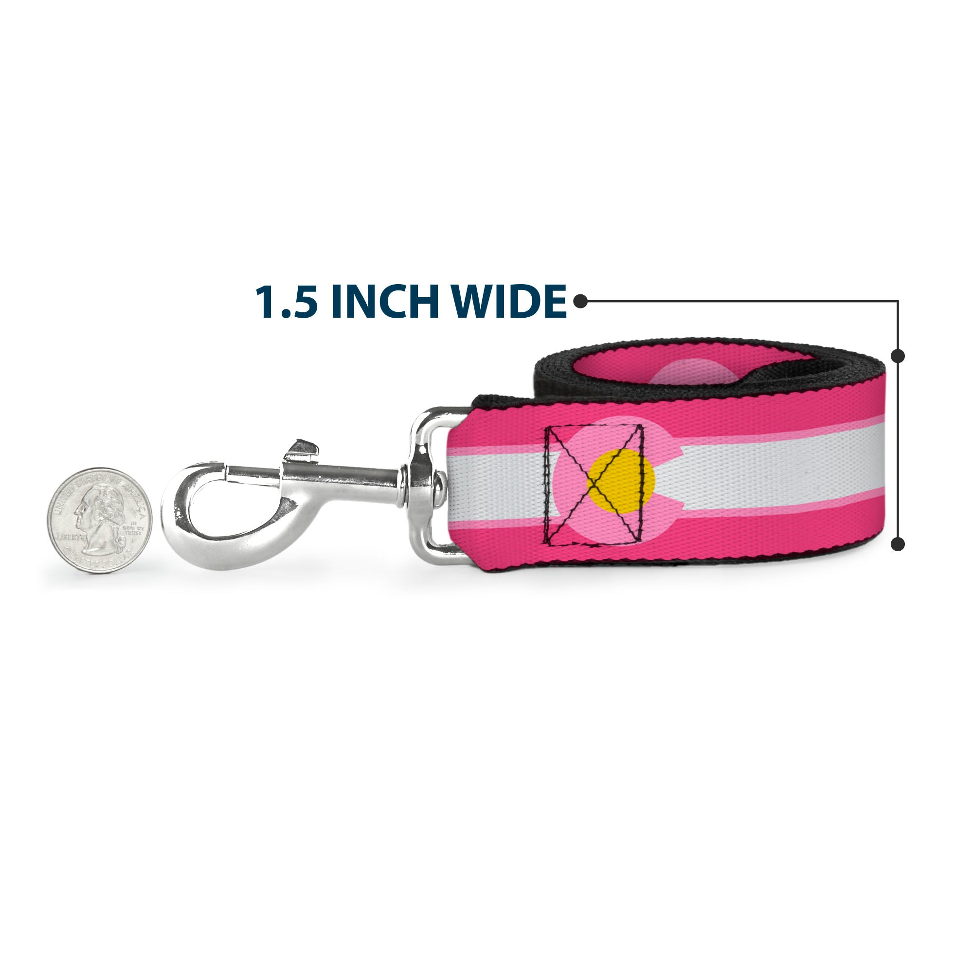 Dog Leash - Colorado Flags7 Repeat Pinks/White/Light Pink/Yellow Dog Leashes Buckle-Down