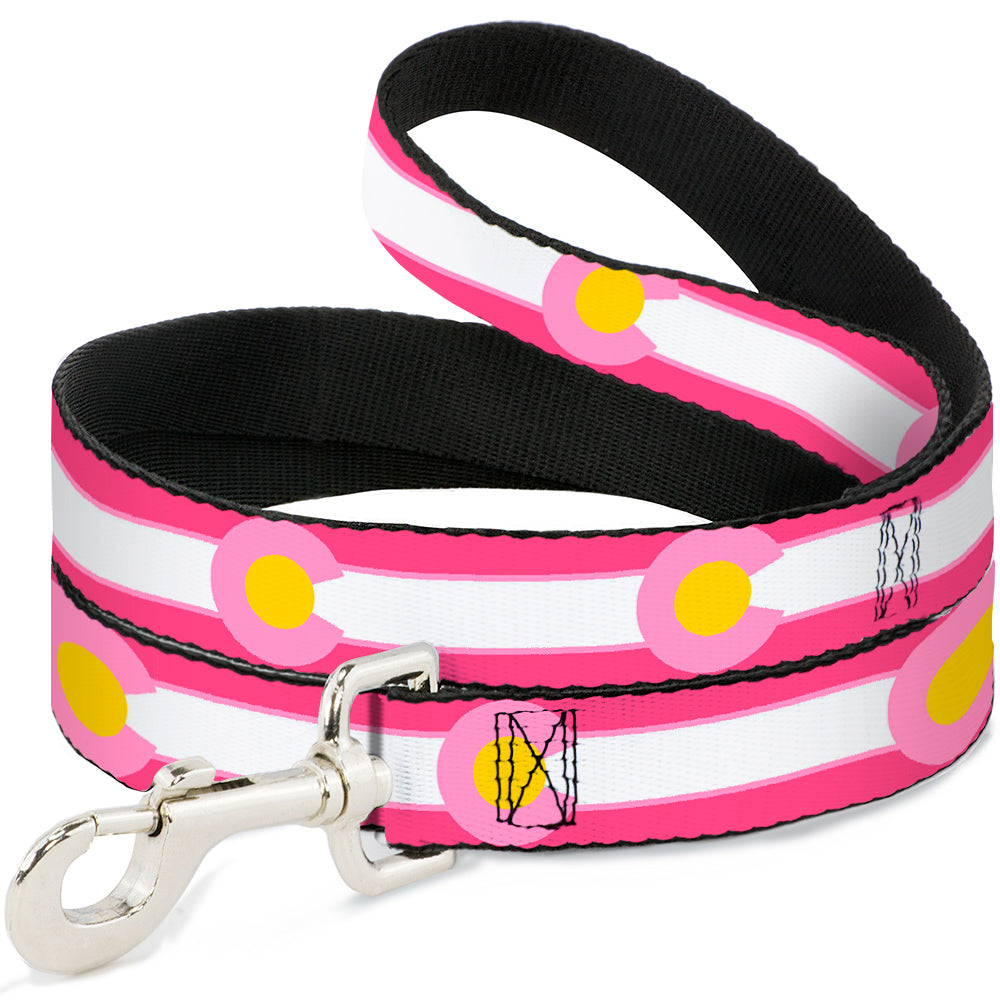 Dog Leash - Colorado Flags7 Repeat Pinks/White/Light Pink/Yellow Dog Leashes Buckle-Down