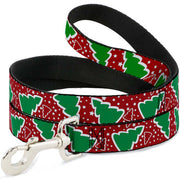 Dog Leash - Christmas Trees/Stars Red/White/Green Dog Leashes Buckle-Down