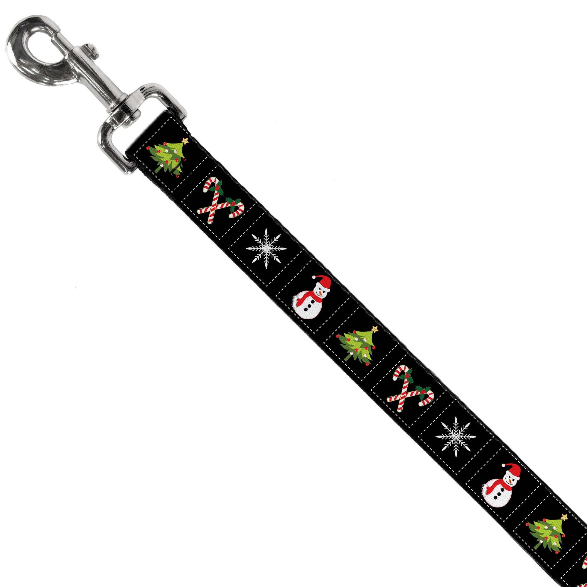 Dog Leash - Christmas Blocks Black/White/Multi Color Dog Leashes Buckle-Down