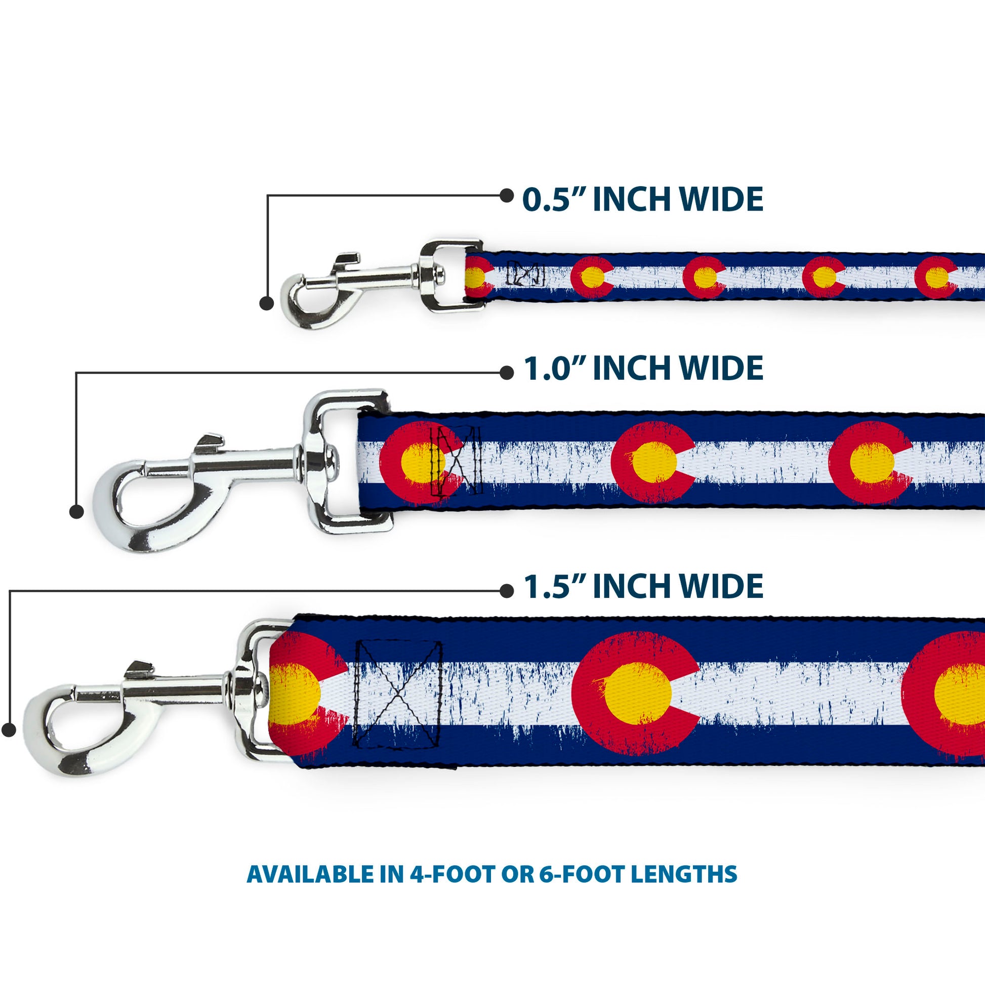 Dog Leash - Colorado Flags2 Repeat Weathered Dog Leashes Buckle-Down