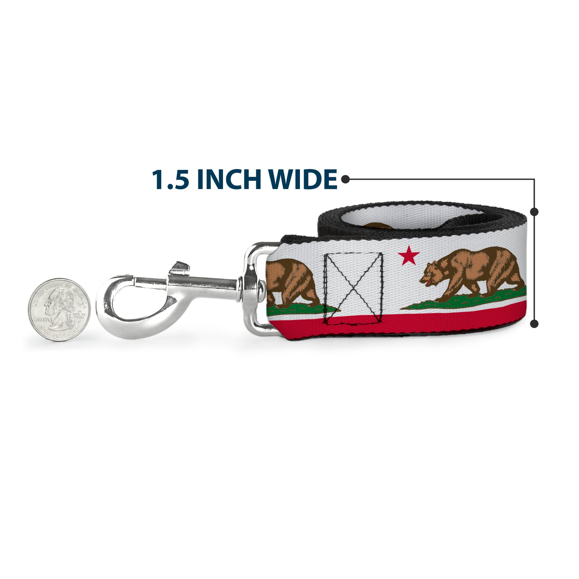 Dog Leash - California Flag White w/Stripe Dog Leashes Buckle-Down