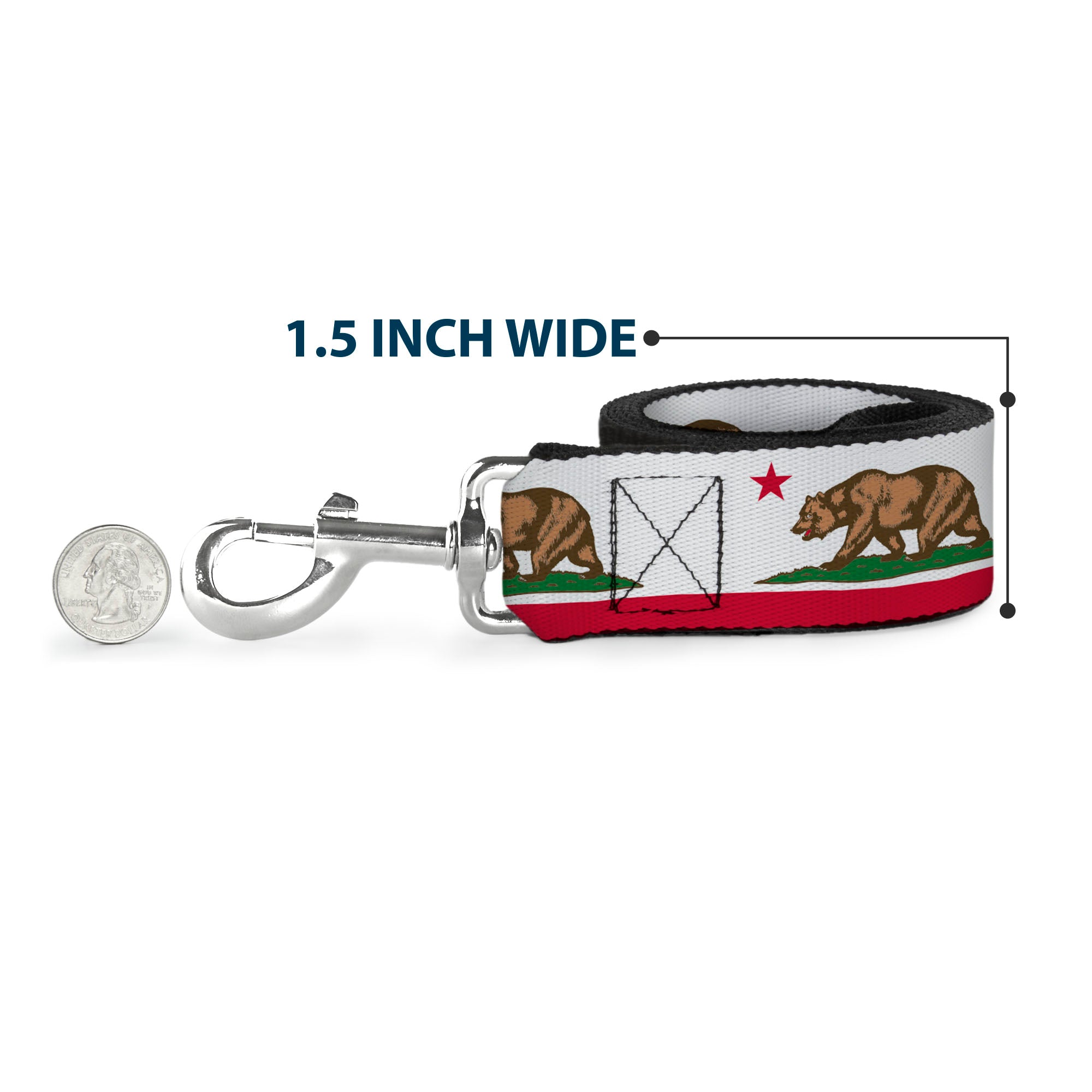 Dog Leash - California Flag White w/Stripe Dog Leashes Buckle-Down