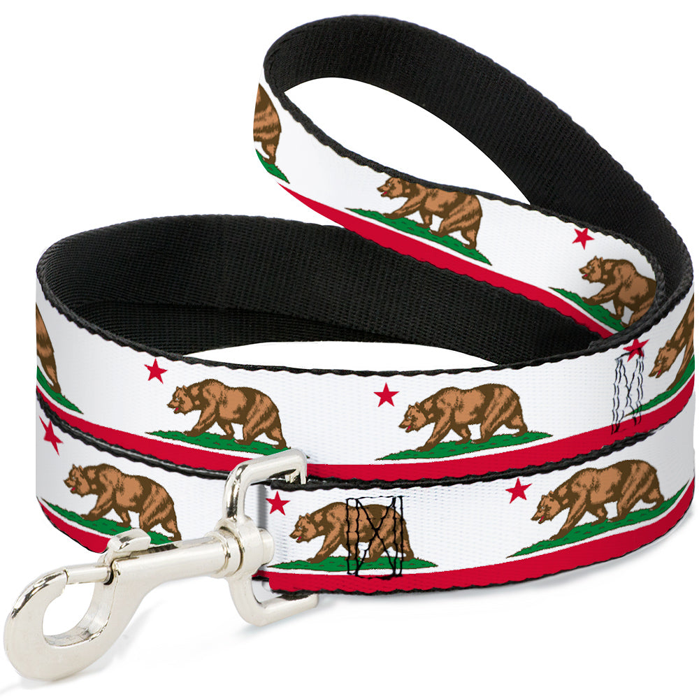 Dog Leash - California Flag White w/Stripe Dog Leashes Buckle-Down