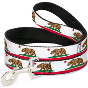 Dog Leash - California Flag White w/Stripe Dog Leashes Buckle-Down