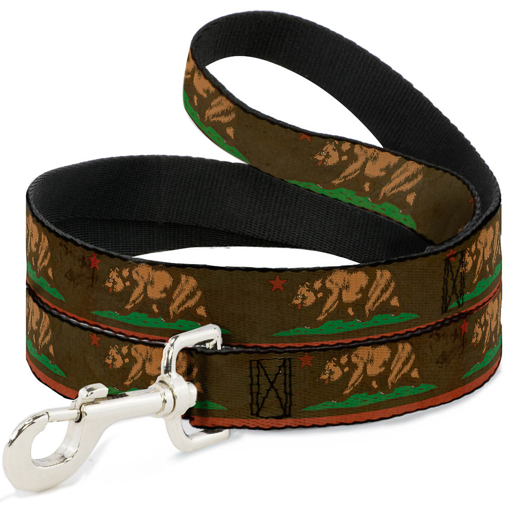 Dog Leash - California Flag Weathered Browns Dog Leashes Buckle-Down
