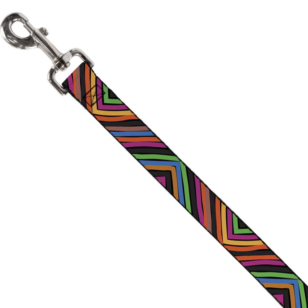 Dog Leash - Chevron Freehand CLOSE-UP Multi Color Dog Leashes Buckle-Down